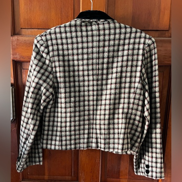 Vintage Fielding Crown Houndstooth Plaid Blazer Large 90s Preppy Wool Jacket - Picture 7 of 9